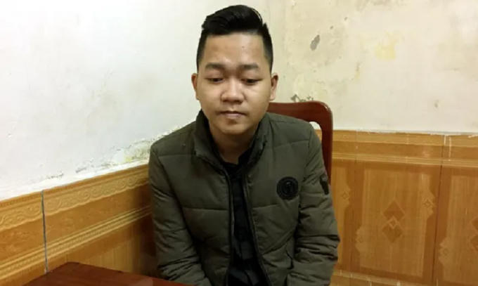 Đối tượng Hoàng tại cơ quan Công an.