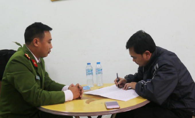 Đối tượng Dương Minh Quân tại cơ quan Công an.