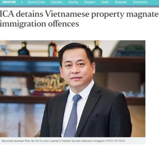Hình ảnh Phan Van Anh Vu đăng trên báo Singapore.
