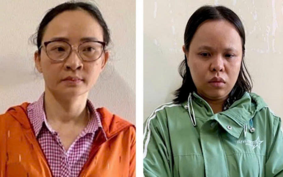 Hai bị can Nguyễn Thị Hồng Nguyên và Nguyễn Thị Huyền. Ảnh: Công an tỉnh Phú Yên