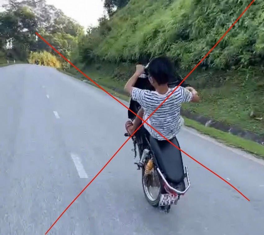 Hình ảnh G.S.T lái xe bốc đầu trên quốc lộ. (Ảnh: Công an tỉnh Tuyên Quang).