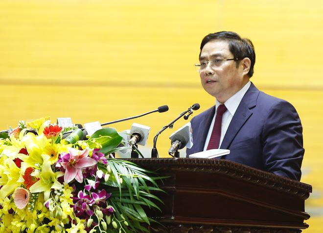 Trưởng Ban Tổ chức Trung ương Phạm Minh Chính phát biểu tại Hội nghị. Ảnh: VGP/Nhật Bắc