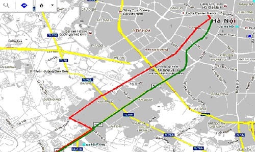 Hướng tuyến của BRT và đường sắt Cát Linh - Hà Đông. Ảnh: Sỹ Lực.