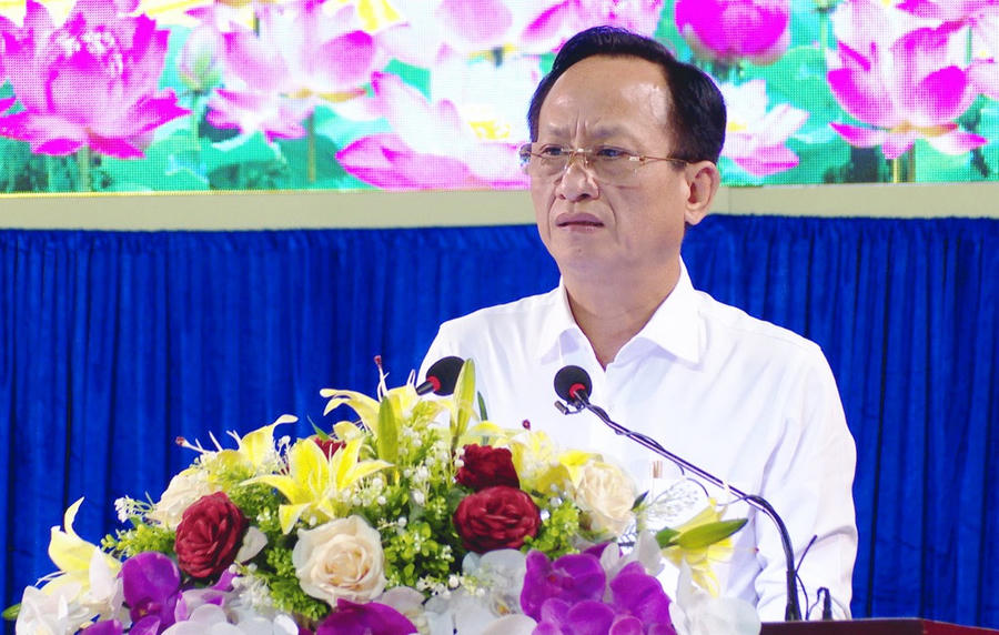 Ông Phạm Văn Thiều - Phó Bí thư Tỉnh ủy, Chủ tịch UBND tỉnh (Trưởng BCĐ các Chương trình MTQG tỉnh Bạc Liêu), phát biểu kết thúc Hội nghị.