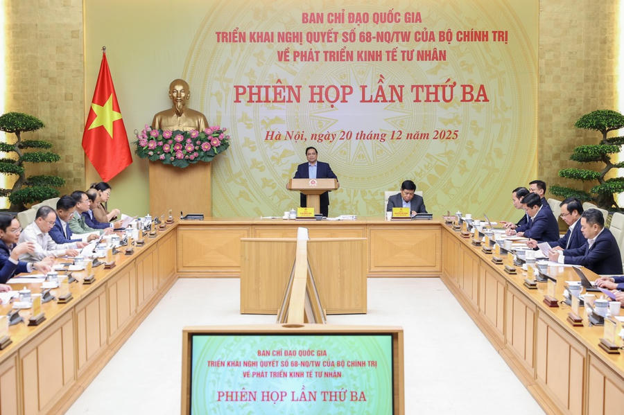 Thủ tướng chủ trì phiên họp lần thứ 3 Ban Chỉ đạo về phát triển kinh tế tư nhân - Ảnh: VGP/Nhật Bắc.