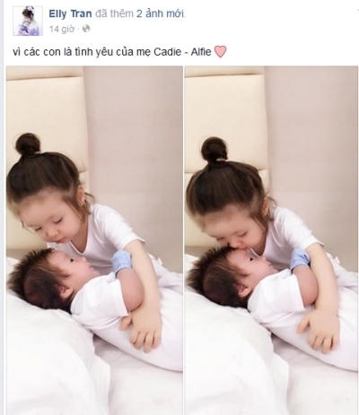 Bức hình Cadie âu yếm một em bé khác làm khuấy đảo cộng đồng mạng trong mấy ngày qua. Ảnh: internet.