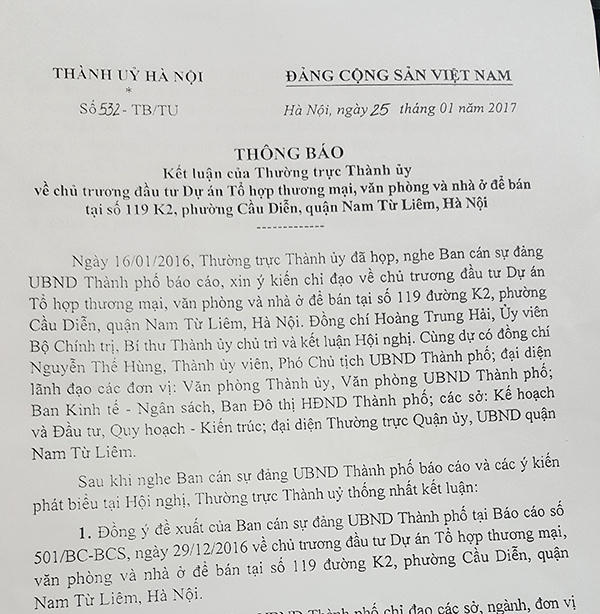 Dự án tại phường Cầu Diễn của Xuân Hòa đủ giấy phép để triển khai theo quy định