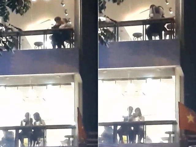 Cặp đôi ôm hôn nhau mãnh liệt tại quán trà sữa