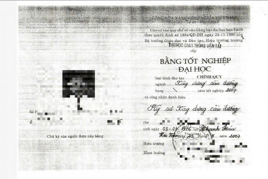 Trường Đại học Giao thông vận tải xác nhận không cấp bằng đại học cho ông L.T.C.