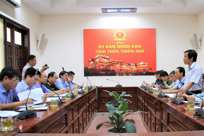 Toàn cảnh buổi làm việc sáng nay Đoàn công tác của Ban chỉ đạo Trung ương về phòng chống thiên tai.