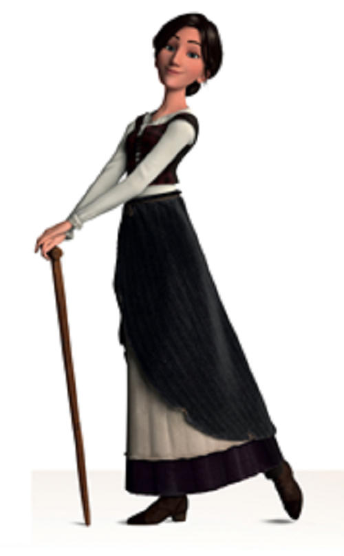 Odette là một cô lao công với búi tóc trễ, bộ quần áo xám xịt cùng những bước đi khập khiễng.