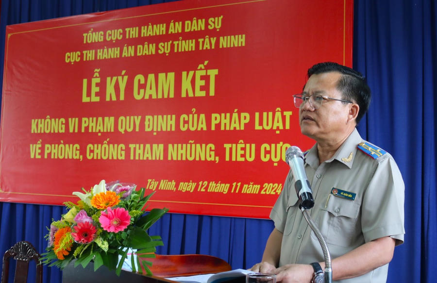 Ông Võ Xuân Biên – Cục trưởng Cục THADS Tây Ninh phát biểu.