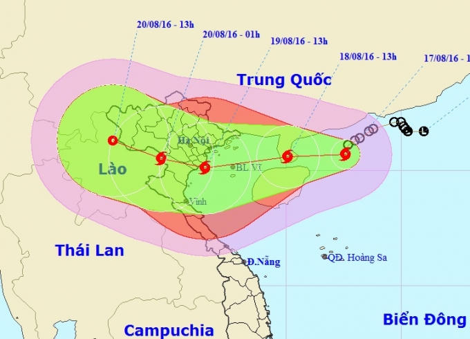 Vị trí và hướng di chuyển của bão số 3 (Ảnh: Trung tâm Dự báo Khí tượng Thủy văn Trung ương).