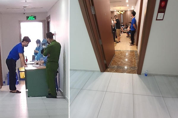 Lực lượng công an, y tế kiểm tra nhóm người nhập cảnh trái phép cư trú tại chung cư Chung cư Florence 28 Trần Hữu Dực.