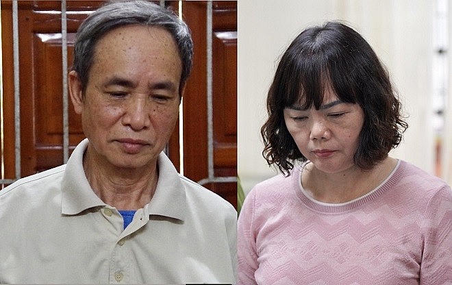 Bị can Phạm Văn Khuông (bên trái) và Nguyễn Thị Kim Tuyến (bên phải). (Ảnh: Công an tỉnh Hà Giang).