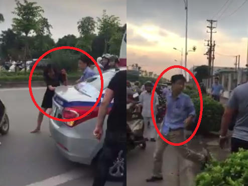 Người chồng đánh vợ bị người xem đuổi đánh.