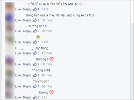 Status của Tiến Đạt nhận được nhiều sự cảm thông, động viên của khán giả. Ảnh: Internet.