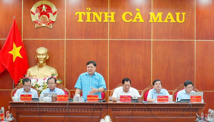 Ông Phạm Thành Ngại - Phó Bí thư Tỉnh ủy, Chủ tịch UBND tỉnh Cà Mau, phát biểu tại Hội nghị thúc đẩy giải ngân vốn đầu tư công năm 2025 (ngày 11/7).