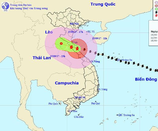 Vị trí, hướng đi của cơn bão số 10. Ảnh: nchmf.gov.vn