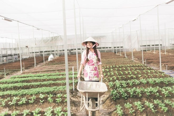Quỳnh Hoa, một trong những bạn trẻ khởi nghiệp bằng dịch vụ cung cấp rau sạch trọn gói.