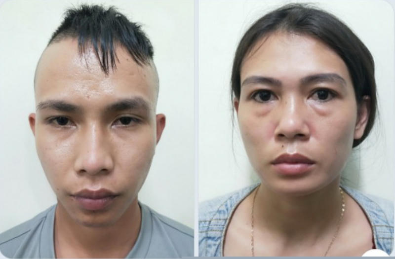 Hai đối tượng Trần Văn Quốc, Nguyễn Thị Loan tại cơ quan Công an. Ảnh Công an TP Cần Thơ.