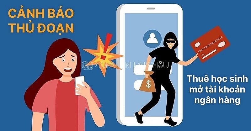 Cảnh báo thủ đoạn thuê, mua học sinh mở tài khoản ngân hàng. (Ảnh: CA Lai Châu)
