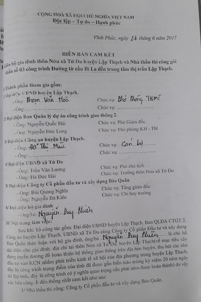 Hiện nay đã có 24 hộ dân trên tổng số 48 hộ đã nhận tiền hỗ trợ và ủng hộ việc đơn vị thi công sử dụng vật liệu nổ đã được phê duyệt nghiêm ngặt.