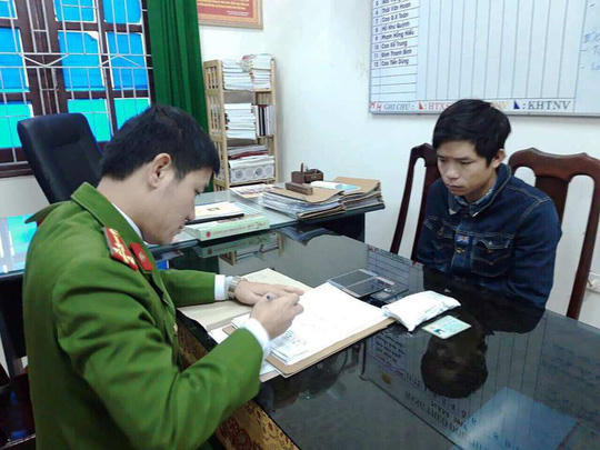 Đối tượng Hoàng Minh Tâm tại cơ quan điều tra.