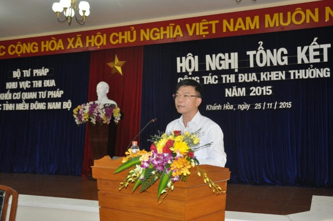 Thứ trưởng Bộ Tư pháp Lê Thành Long phát biểu chỉ đạo tại hội nghị. Ảnh: Ngọc Trìu