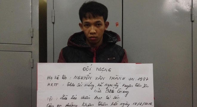 Đối tượng Nguyễn Văn Thành tại cơ quan điều tra.