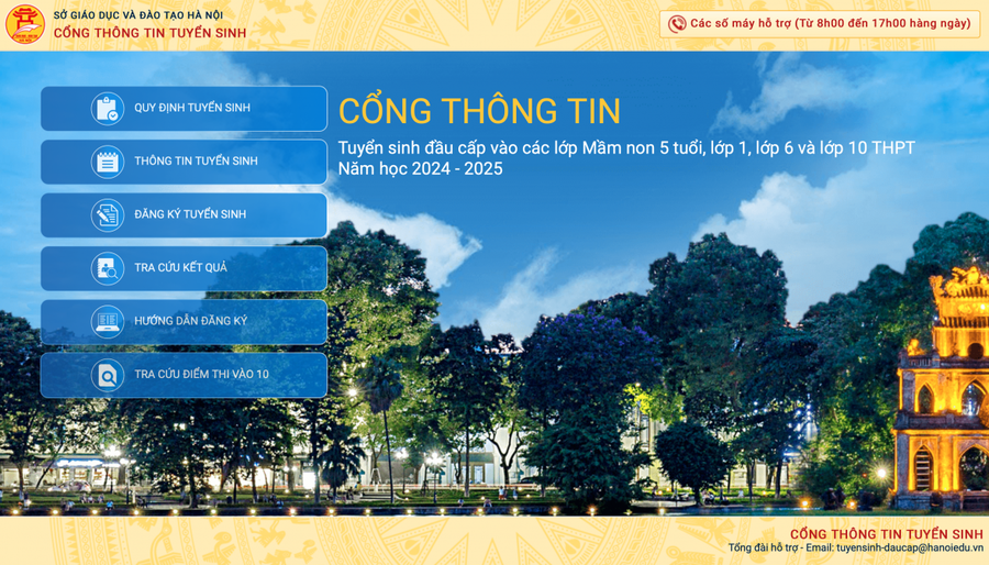 Thí sinh có thể vào cổng tuyển sinh đầu cấp của thành phố (https://tsdaucap.hanoi.gov.vn/) để tra cứu điểm thi tuyển sinh lớp 10 Hà Nội.