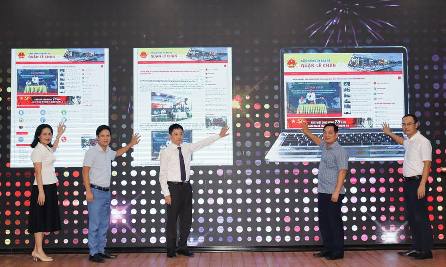 Quận Lê Chân ra mắt phiên bản nâng cấp mới Cổng Thông tin điện tử của quận và 15 phường.