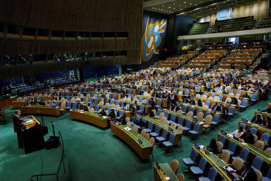 Bộ trưởng Ngoại giao Nga Sergei Lavrov chỉ trích mạnh mẽ Mỹ trong bài phát biểu. Ảnh: Reuters