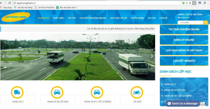 Website có tên Trung tâm DN&amp;SHLX Lập Phương Thành.