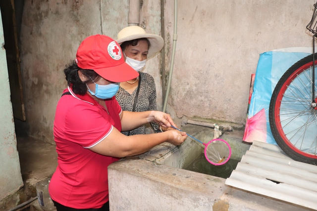 Kiểm tra phòng chống sốt xuất huyết trên địa bàn quận Hoàn Kiếm, Hà Nội. (Ảnh: VGP/Thiện Tâm)