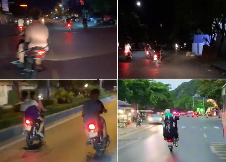 Hình ảnh các thanh niên lạng lách, đánh võng trên đường. (Ảnh: CATH)