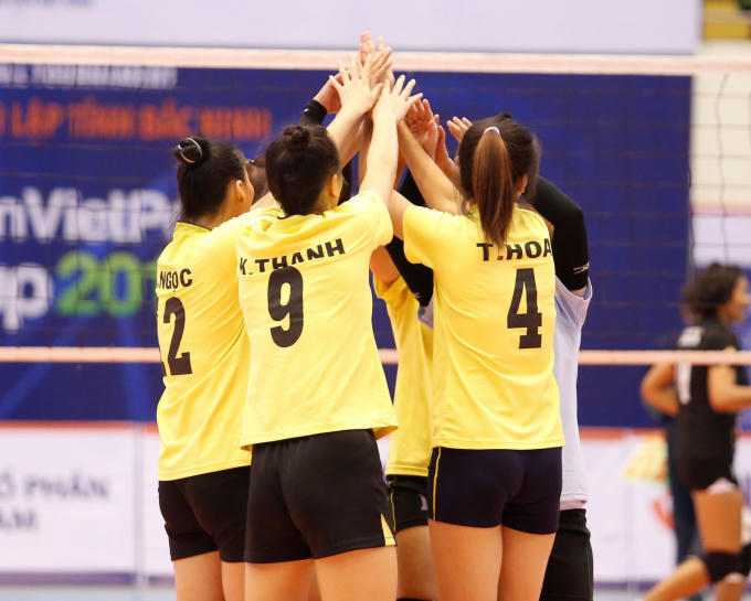 Tiến Nông Thanh Hóa trong trận gặp Malaysia. Ảnh: Volleyball.vn
