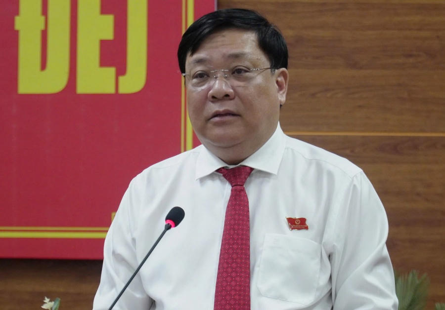 Ông Phạm Thành Ngại - Tân Chủ tịch UBND tỉnh Cà Mau, phát biểu nhận nhiệm vụ.