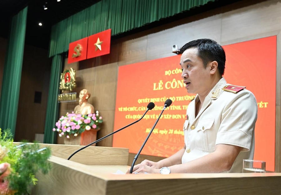 Thiếu tướng Mai Hoàng, Giám đốc Công an TP HCM phát biểu tại buổi Lễ.