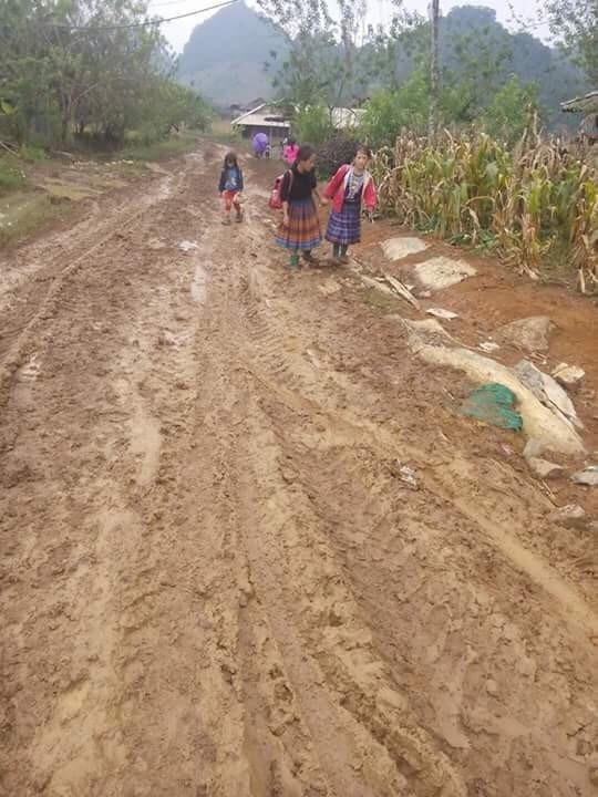 Đường tới trường của các em học sinh nơi đây.
