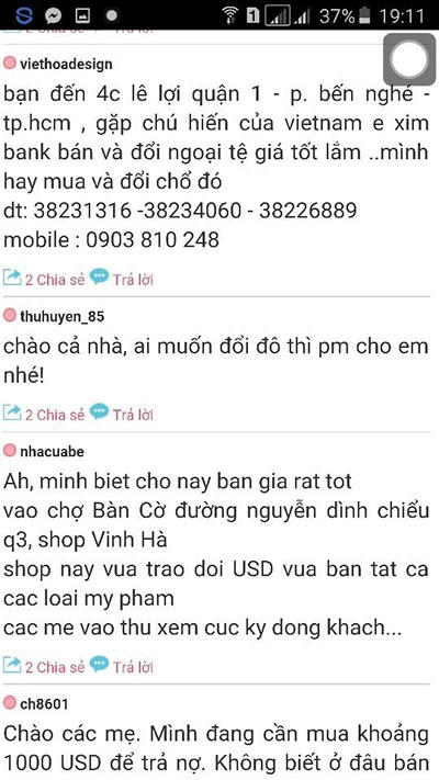 Thoải mái mua bán USD trên các trang mạng xã hội