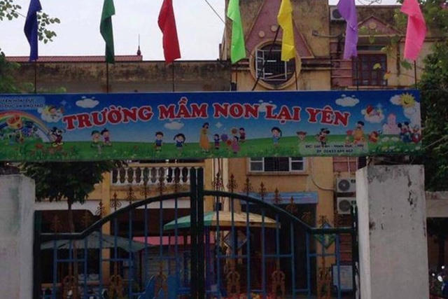 Trường mầm non Lại Yên - nơi xảy ra ngộ độc thực phẩm.