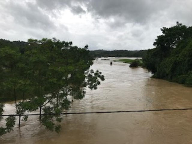 Sông Âm đoạn chảy qua địa bàn huyện Lang Chánh đang dâng cao