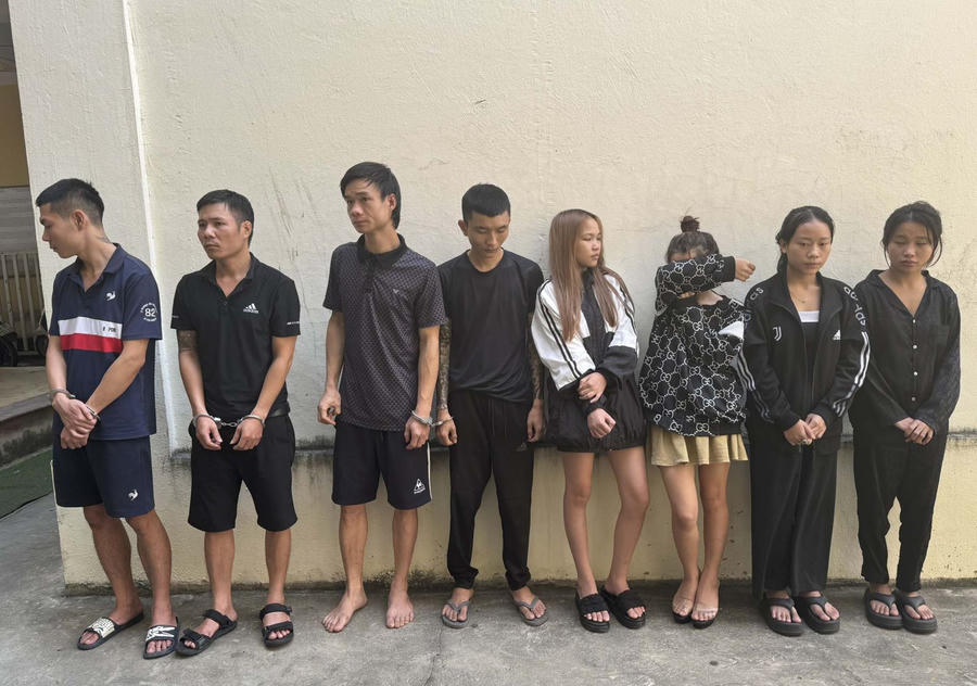 Các đối tượng tổ chức sử dụng ma túybị Công an huyện Hoằng Hóa bắt giữ