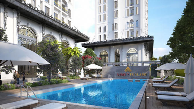 Hệ thống mái che khối đế tòa nhà chung cư cao tầng mang thương hiệu Vimefulland.