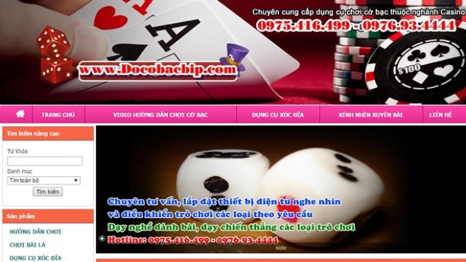 Website rao bán đồ cờ bạc bịp.