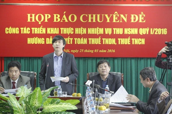 Ông Nguyễn Đại Trí - Phó Tổng cục trưởng Tổng cục thuế phát biểu tại buổi họp báo.