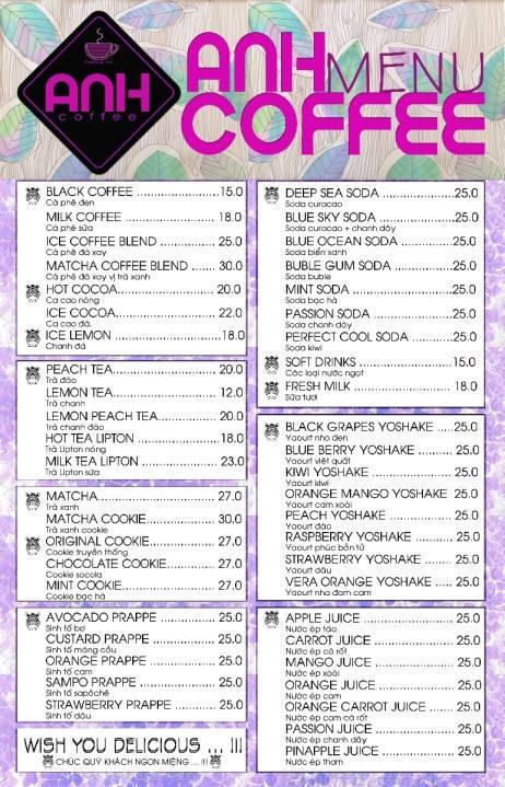 Đồ uống hấp dẫn và mới lạ.