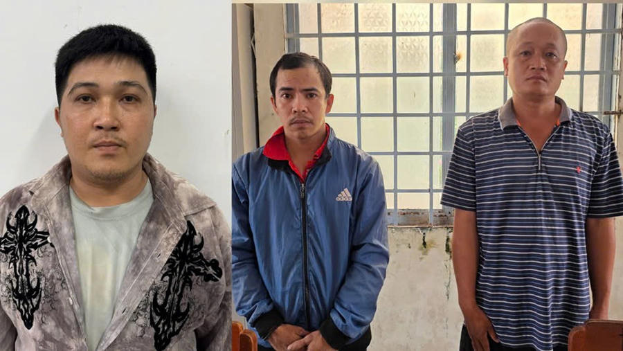 3 bị can Tường Mập, Thanh và Hậu (từ phải sang).