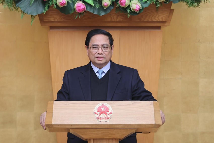 Thủ tướng Phạm Minh Chính chỉ đạo, với mục tiêu tăng trưởng GDP ít nhất 8% trong năm 2025, các bộ, ngành, địa phương phải có các chỉ tiêu tăng trưởng mới, trình các cấp có thẩm quyền thông qua để thực hiện. Ảnh VGP